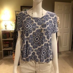 Blue & White Boyfriend Shirt: Old Navy